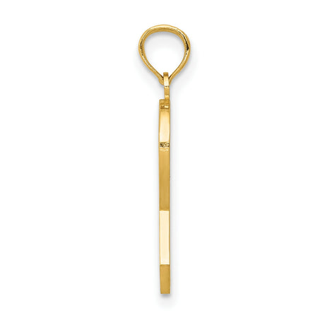 10k Yellow Gold Pink Ribbon Pendant, Breast Cancer Awareness Enamel Charm for Women