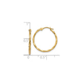 10k Yellow Gold Hoop Earrings, Twisted Design, Polished Lightweight Style for Women