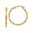 10k Yellow Gold Hoop Earrings, Twisted Design, Polished Lightweight Style for Women
