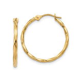 10k Yellow Gold Hoop Earrings, Twisted Design, Polished Lightweight Style for Women