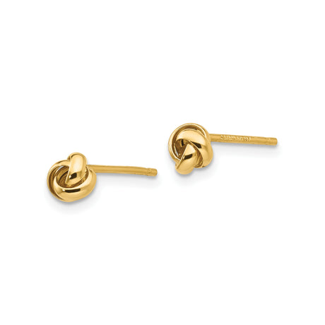 10K Yellow Gold Love Knot Stud Earrings Polished Finish