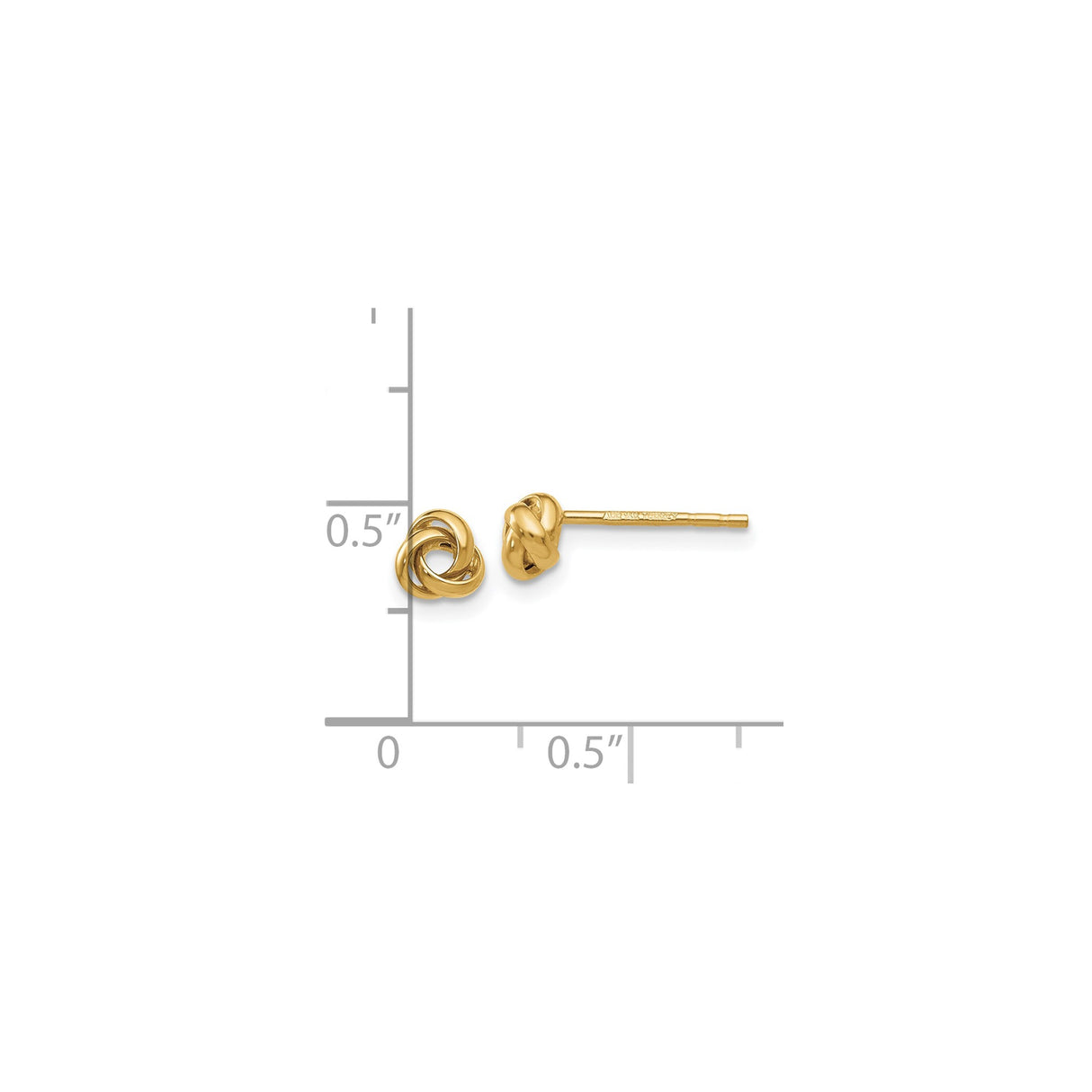 10K Yellow Gold Love Knot Stud Earrings Polished Finish
