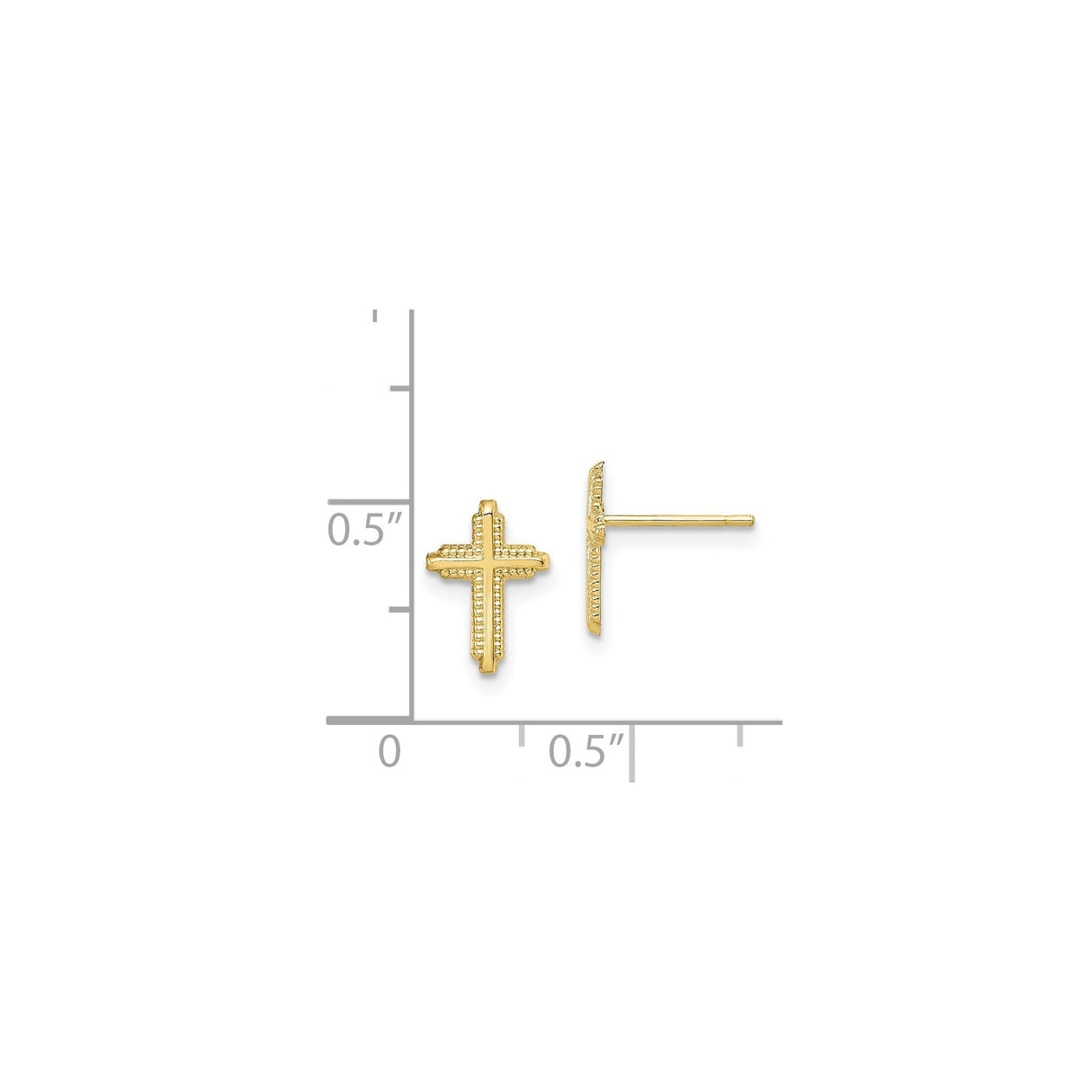 10k Yellow Gold Cross Pendant with Beaded Edge and High Polish Finish for Men and Women