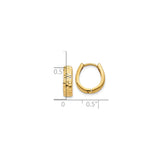 10k Yellow Gold Hoop Earrings, Textured Diamond-Cut Finish, Classic Polished Hinged Hoops
