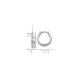 10k White Gold Hoop Earrings, Diamond Cut Textured Finish, Lightweight Hinged Design
