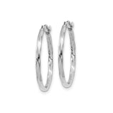 10k White Gold Hoop Earrings, Twisted Design with Polished Finish, Medium Size for Women