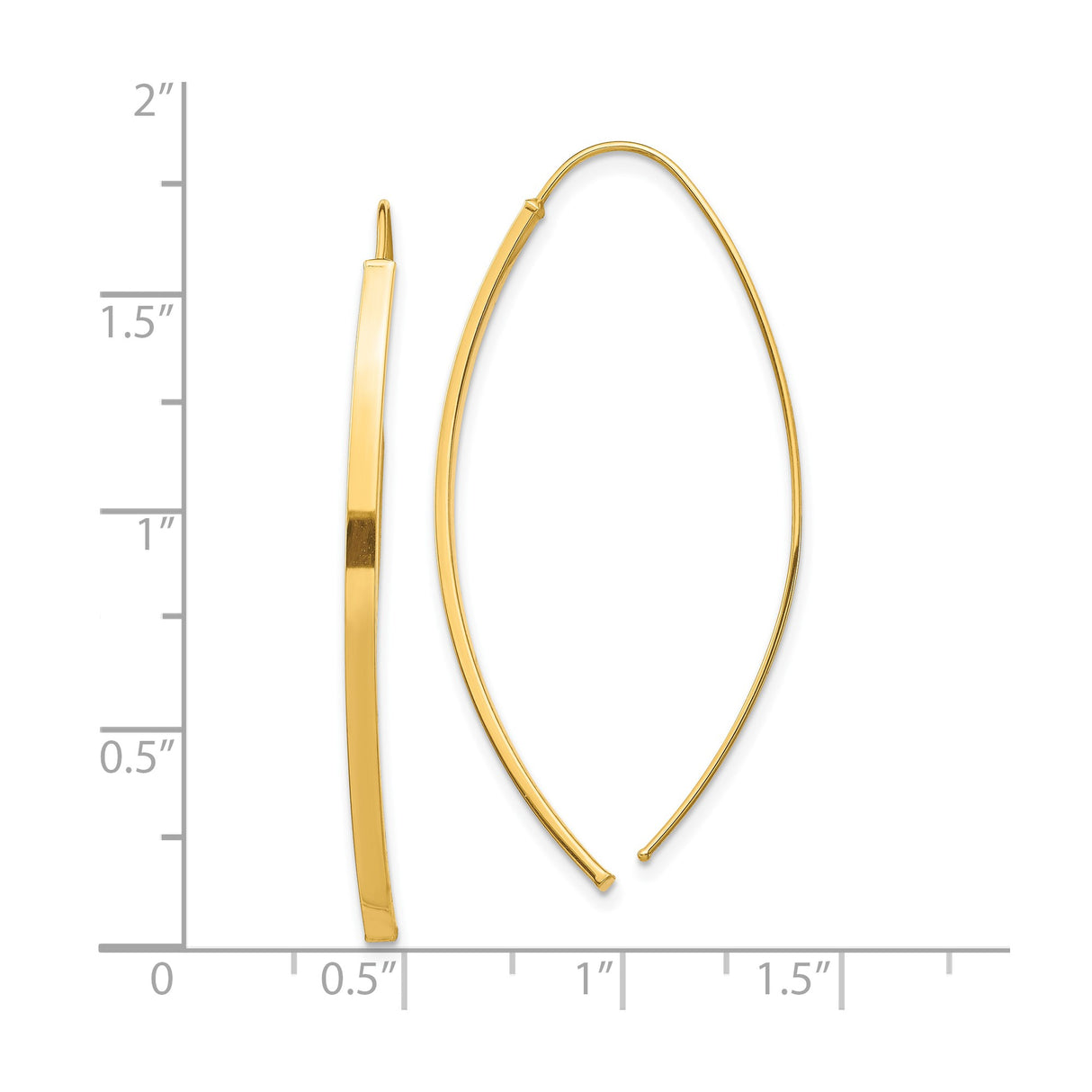 10k Yellow Gold Marquise Threader Earrings, Minimalist Long Dangle Design for Women