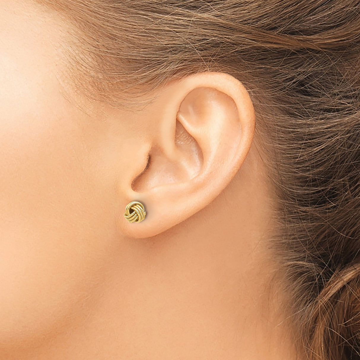 10k Yellow Gold Love Knot Stud Earrings Intertwined Design
