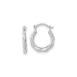 10k White Gold Hoop Earrings with Twisted Faceted Octagon Design, Polished Finish
