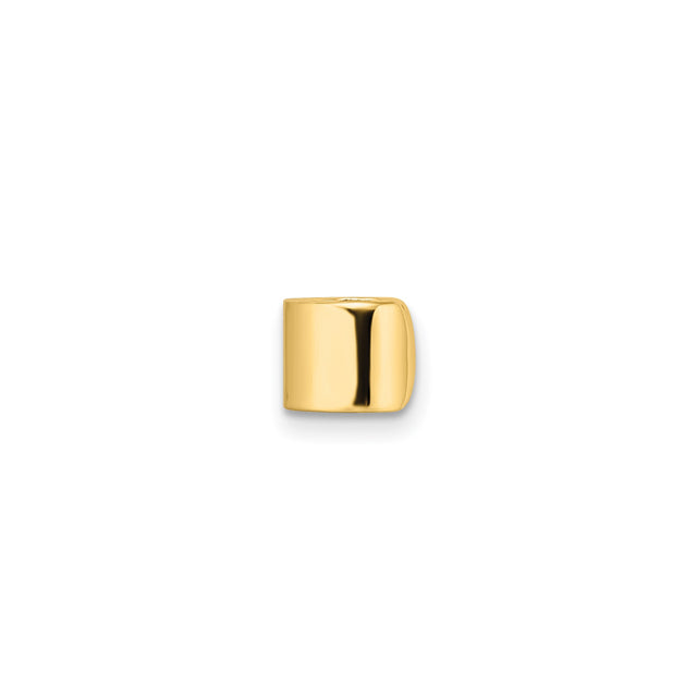 10k Yellow Gold Slide Pendant Bead, Smooth High Polish Finish, Plain Unisex Charm for DIY Necklace or Bracelet, Modern Spacer Jewelry Component, Blank Custom Gold Slider, No Symbol or Engraving