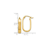 10k Yellow Gold Oval Hoop Earrings, High Polish Finish, Hinged Snap Back Closure, Lightweight Design