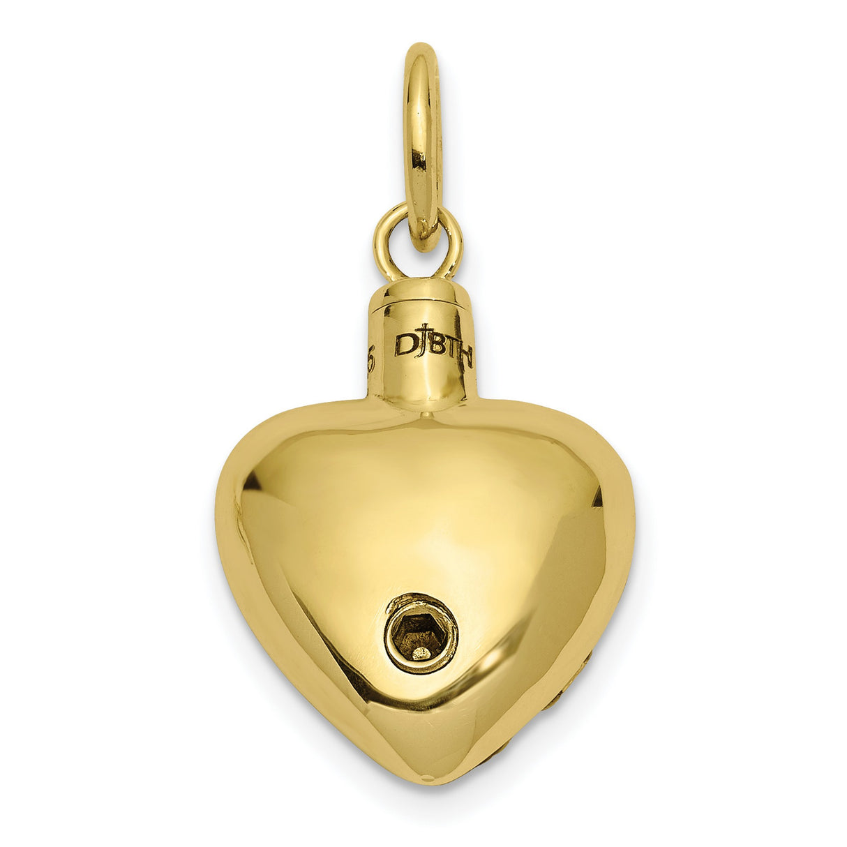 Heart Remembrance Ash Holder Charm Pendant in Real 10k Yellow Gold