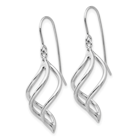 10k White Gold Dangle Earrings with Twisted Open Loop Swirl Design