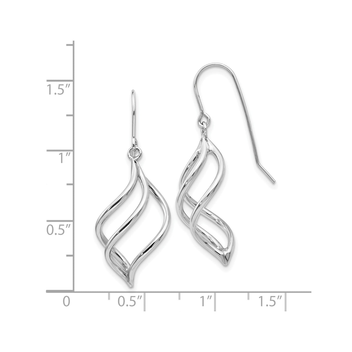 10k White Gold Dangle Earrings with Twisted Open Loop Swirl Design