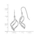 10k White Gold Dangle Earrings with Twisted Open Loop Swirl Design