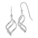 10k White Gold Dangle Earrings with Twisted Open Loop Swirl Design