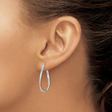 10k White Gold Twisted Teardrop Hoop Earrings, Lightweight Modern Design for Women