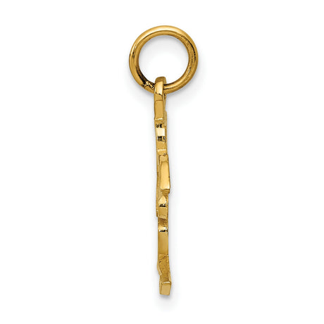 10k Yellow Gold Pendant with Chinese Love Symbol, Polished Cultural Charm for Men and Women