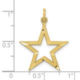 10k Yellow Gold Open Star Pendant, Textured and Polished Minimalist Design, Unisex Jewelry
