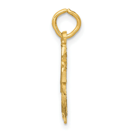 10k Yellow Gold Unicorn Head Pendant with Cutout Design, Polished and Textured Finish