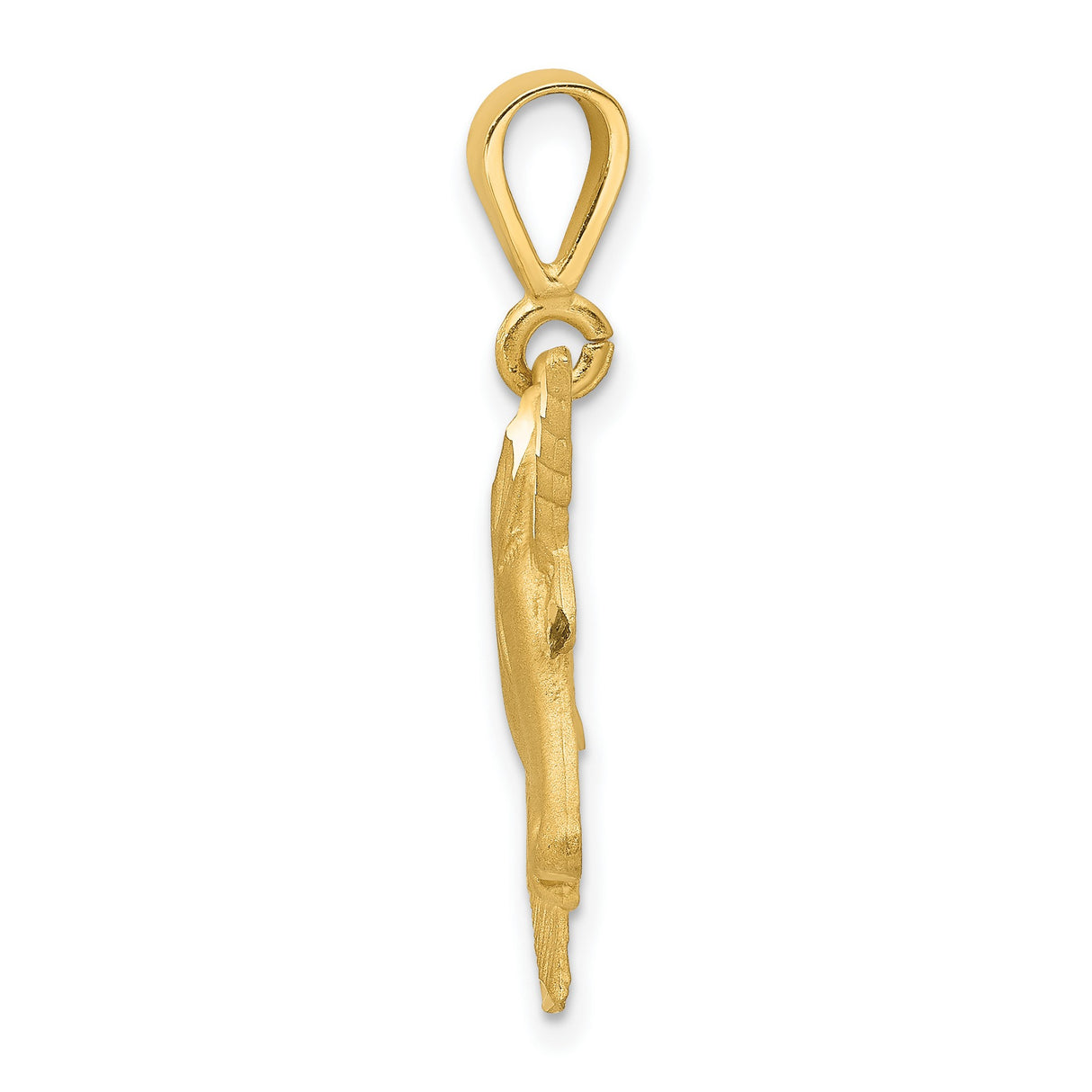 10k Yellow Gold Unicorn Head Pendant, Textured Diamond Cut Finish, Fantasy Jewelry for Women or Girls
