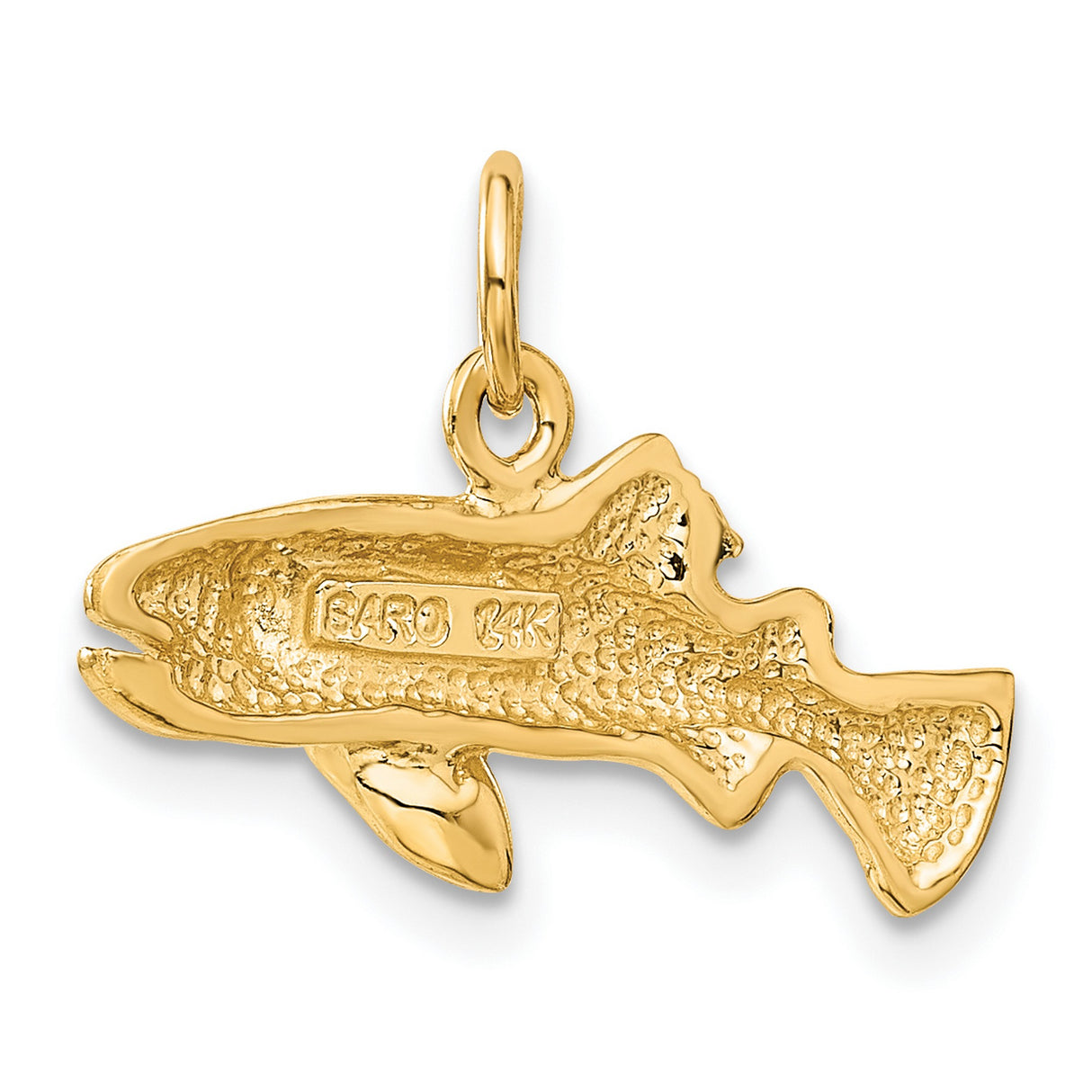10k Yellow Gold Fish Pendant Charm with Detailed Scales and Ichthys Symbol