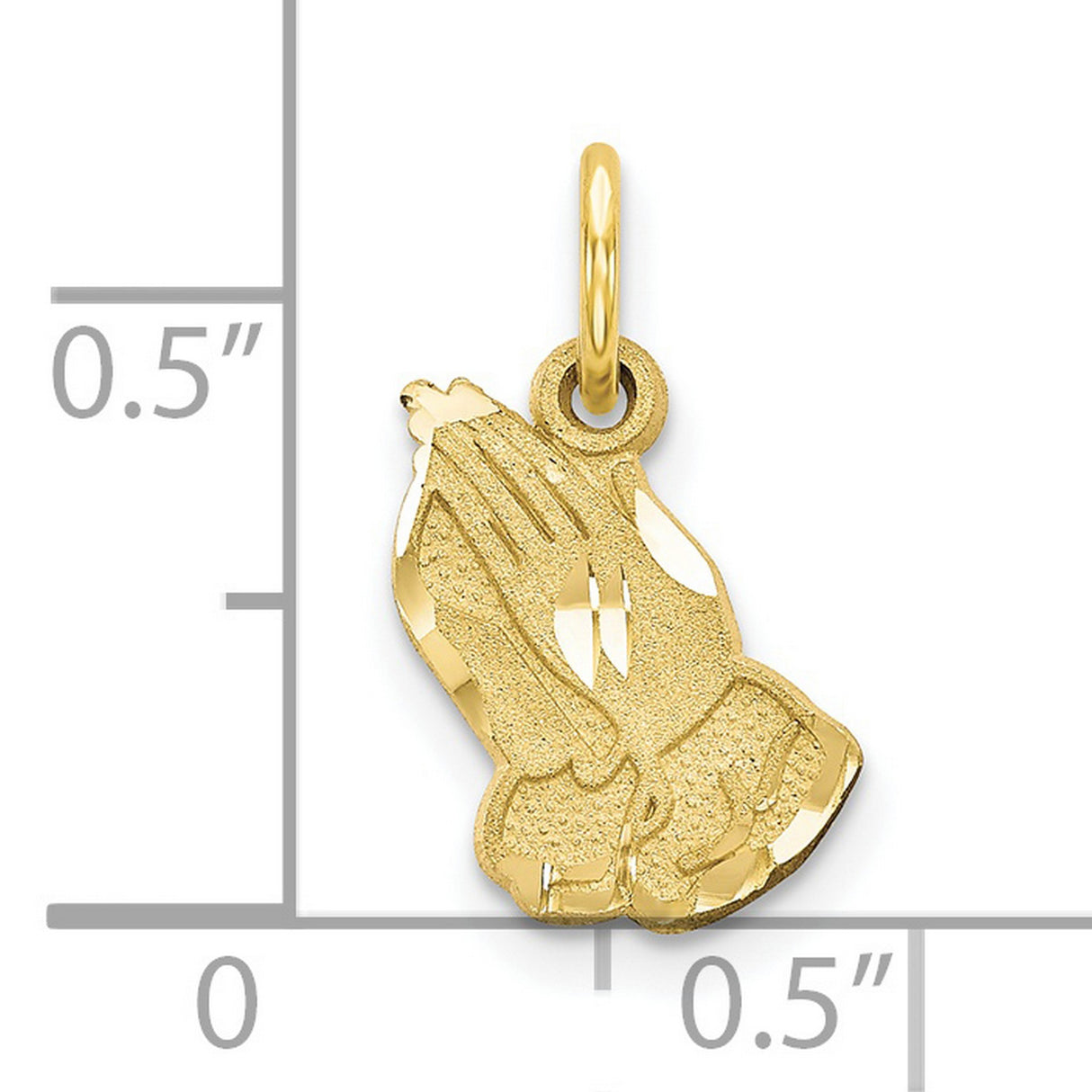 Praying Hands Charm Pendant in Real 10k Yellow Gold