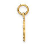 10k Yellow Gold Cross Pendant with Textured Circle Frame and Matte Finish for Men and Women