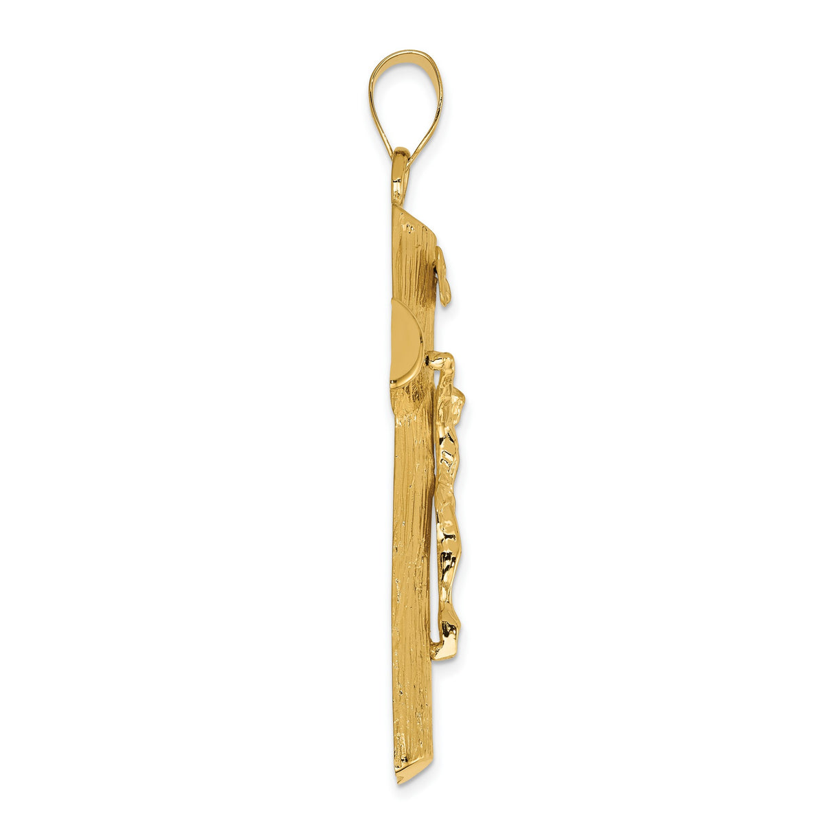 10k Yellow Gold Crucifix Cross Pendant with Dimensional Christ Design for Men and Women