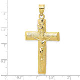 10k Yellow Gold Crucifix Cross Pendant with Dimensional Christ Design for Men and Women