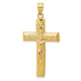 10k Yellow Gold Crucifix Cross Pendant with Dimensional Christ Design for Men and Women