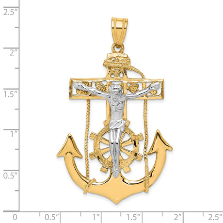 Mariners Crucifix Charm Pendant in Real 10k Multi-Tone Gold