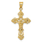 10k Yellow Gold Crucifix Pendant with Raised Jesus and INRI Baroque Cross Charm