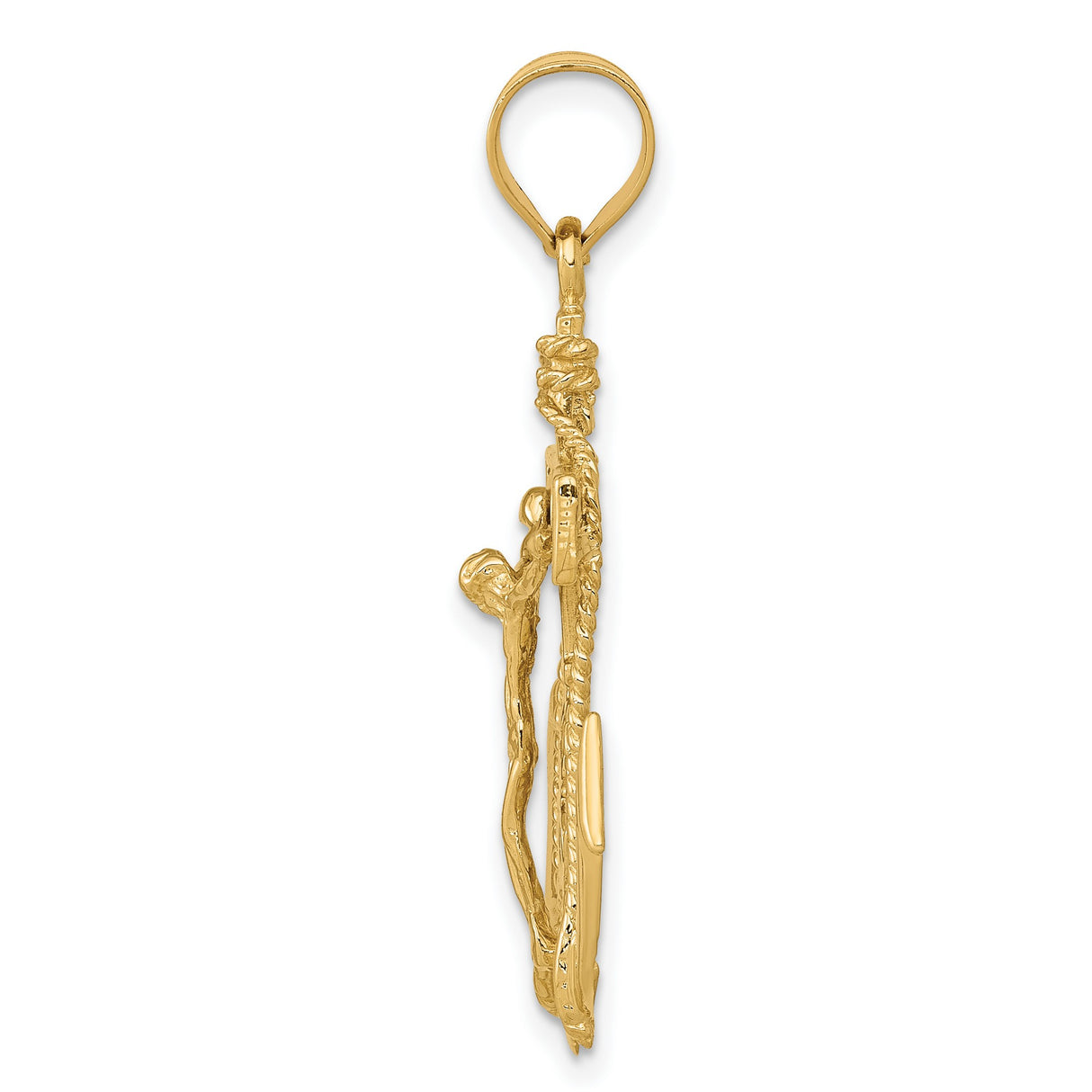 10k Yellow Gold Anchor Crucifix Pendant with Mariners Cross and Rope Design