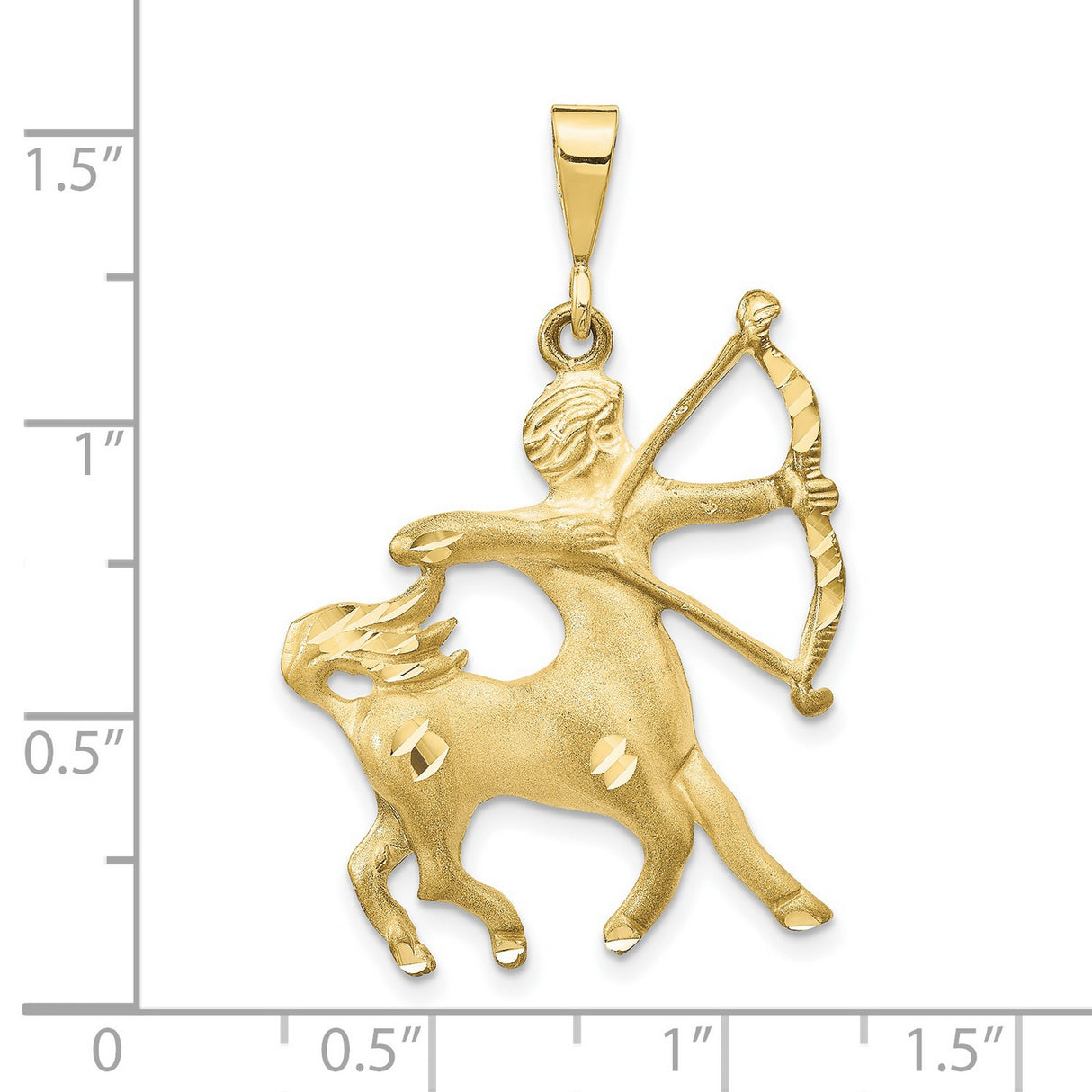 Sagittarius Zodiac Charm Pendant in Real 10k Yellow Gold