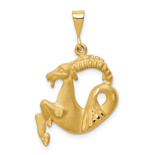 Capricorn Zodiac Charm Pendant in Real 10k Yellow Gold