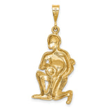 Satin Aquarius Zodiac Charm Pendant in Real 10k Yellow Gold