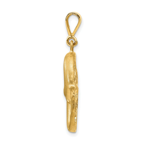10k Yellow Gold Pendant with Intertwined Dolphins in Circle Design, Nautical Theme