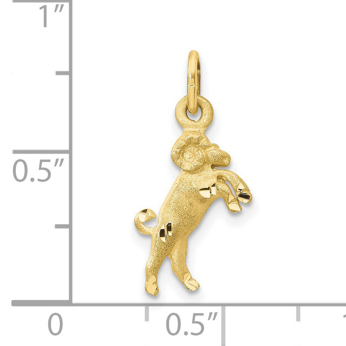 Satin Aries Zodiac Charm Pendant in Real 10k Yellow Gold
