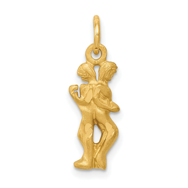 Gemini Zodiac Charm Pendant in Real 10k Yellow Gold