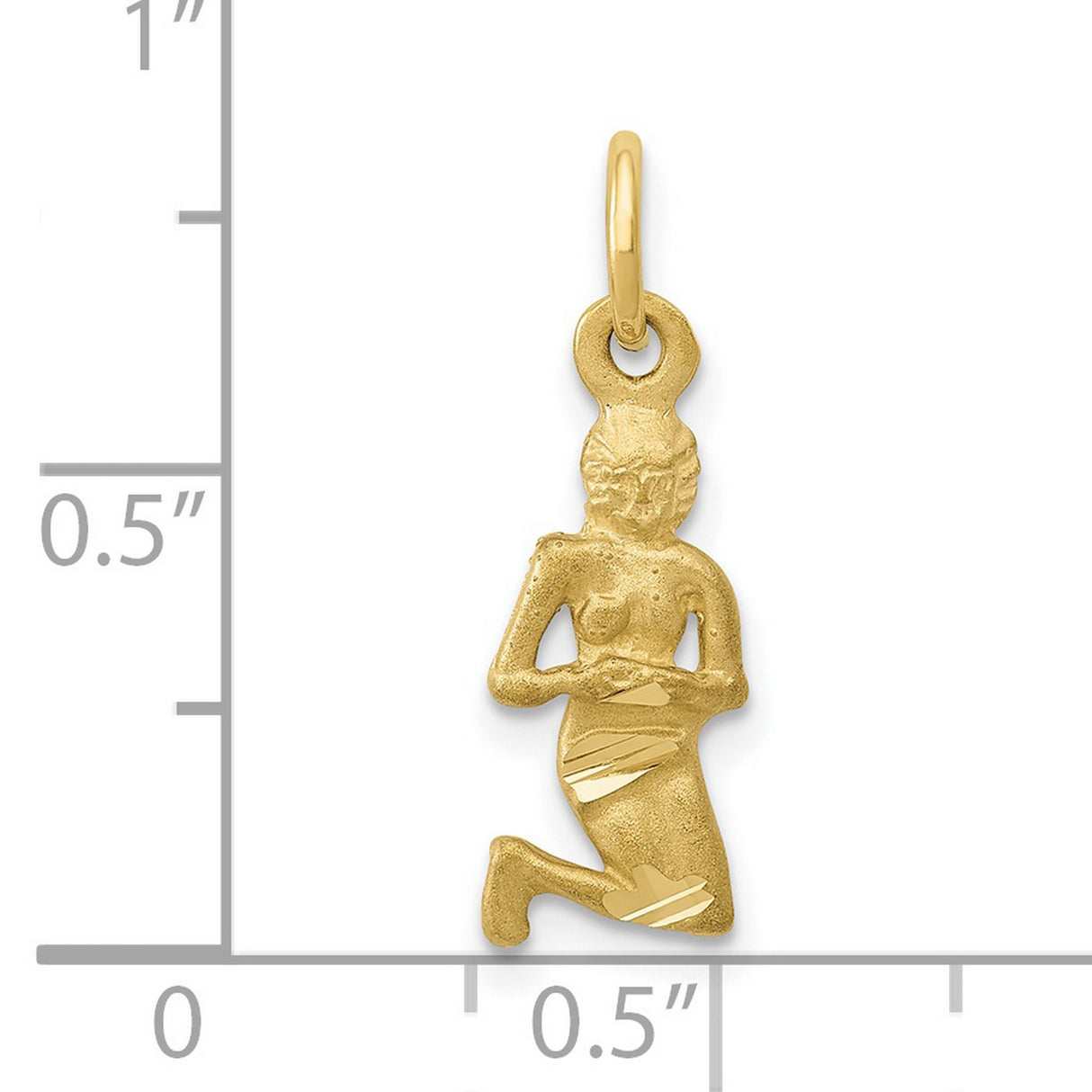 Virgo Zodiac Charm Pendant in Real 10k Yellow Gold