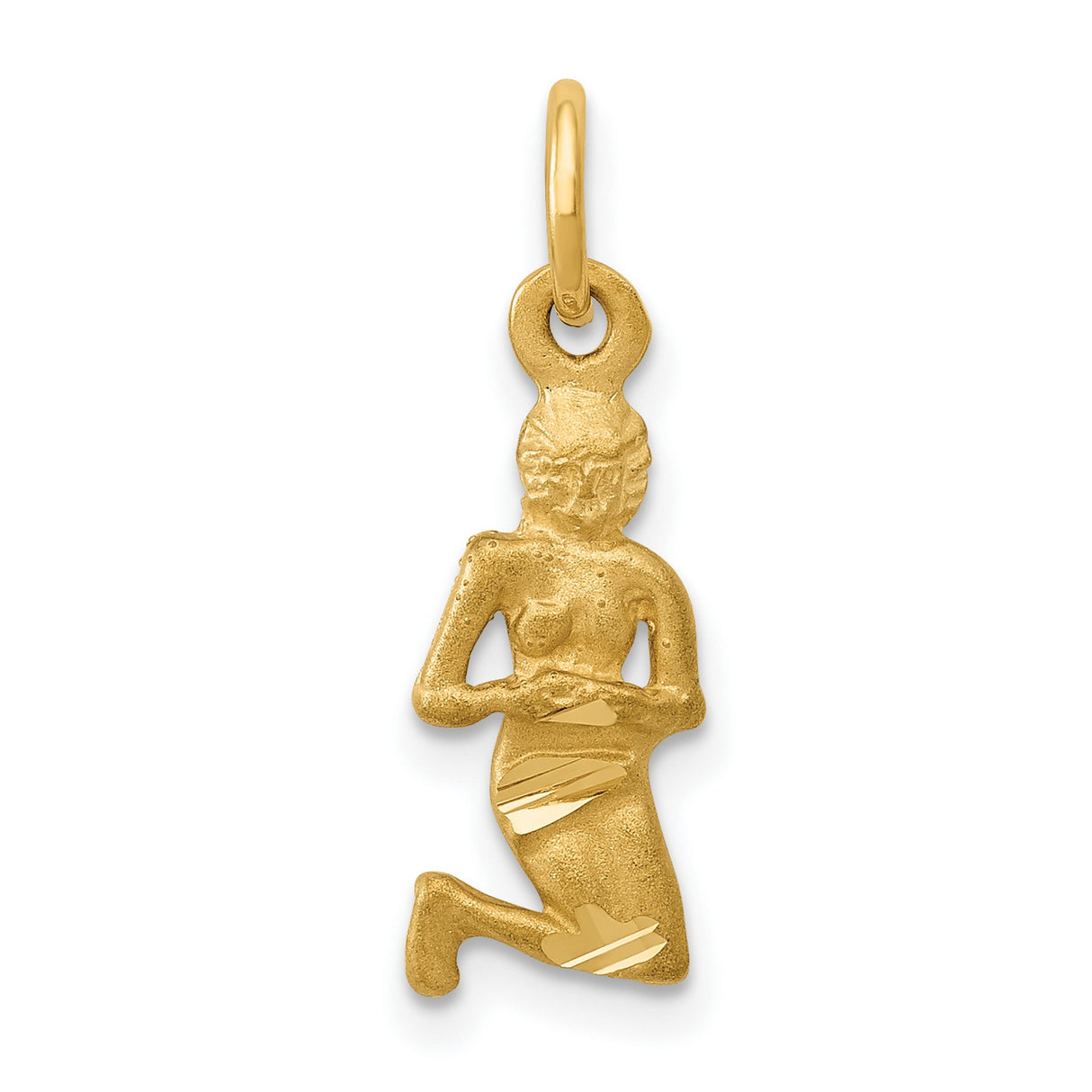 Virgo Zodiac Charm Pendant in Real 10k Yellow Gold