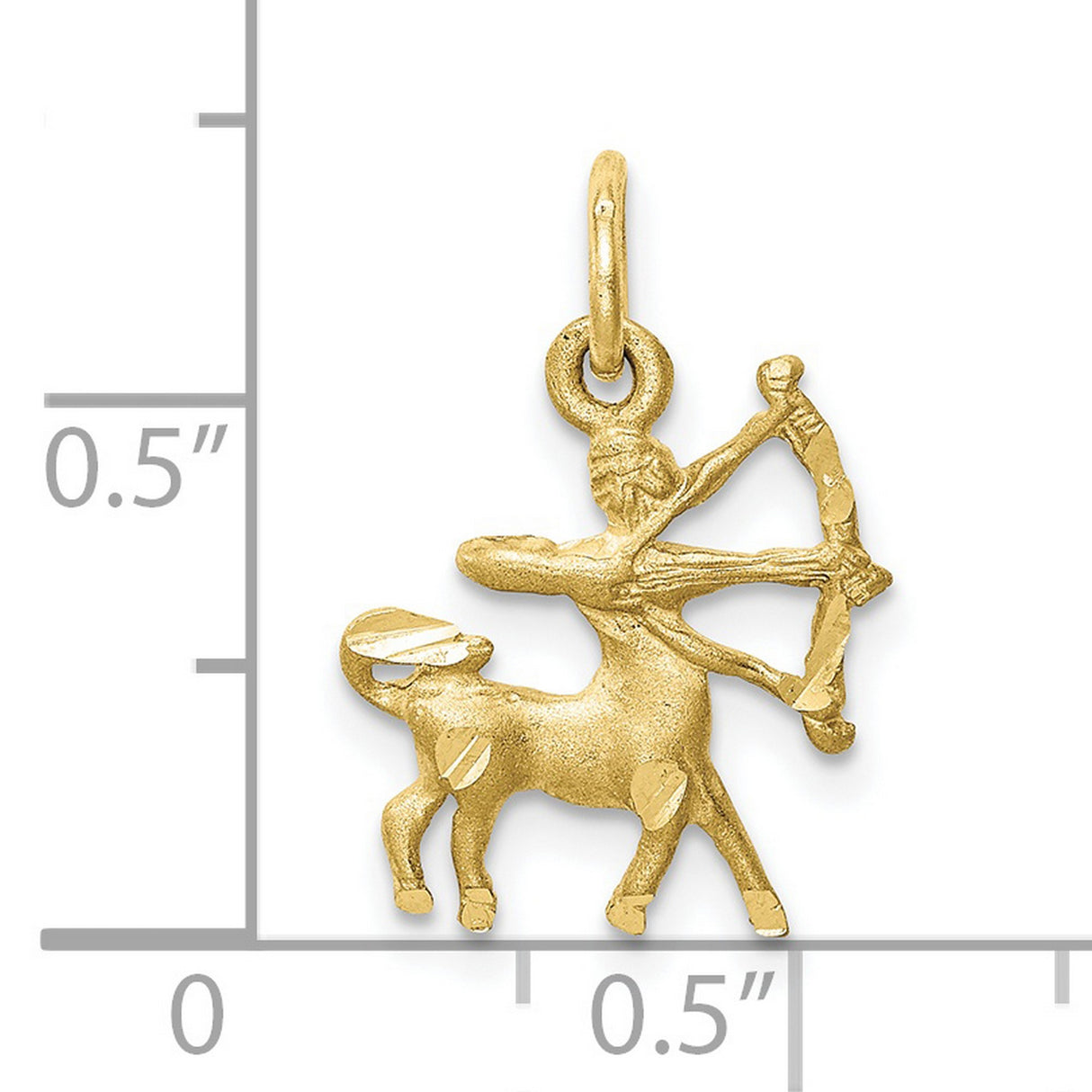 Sagittarius Zodiac Charm Pendant in Real 10k Yellow Gold