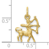 Sagittarius Zodiac Charm Pendant in Real 10k Yellow Gold