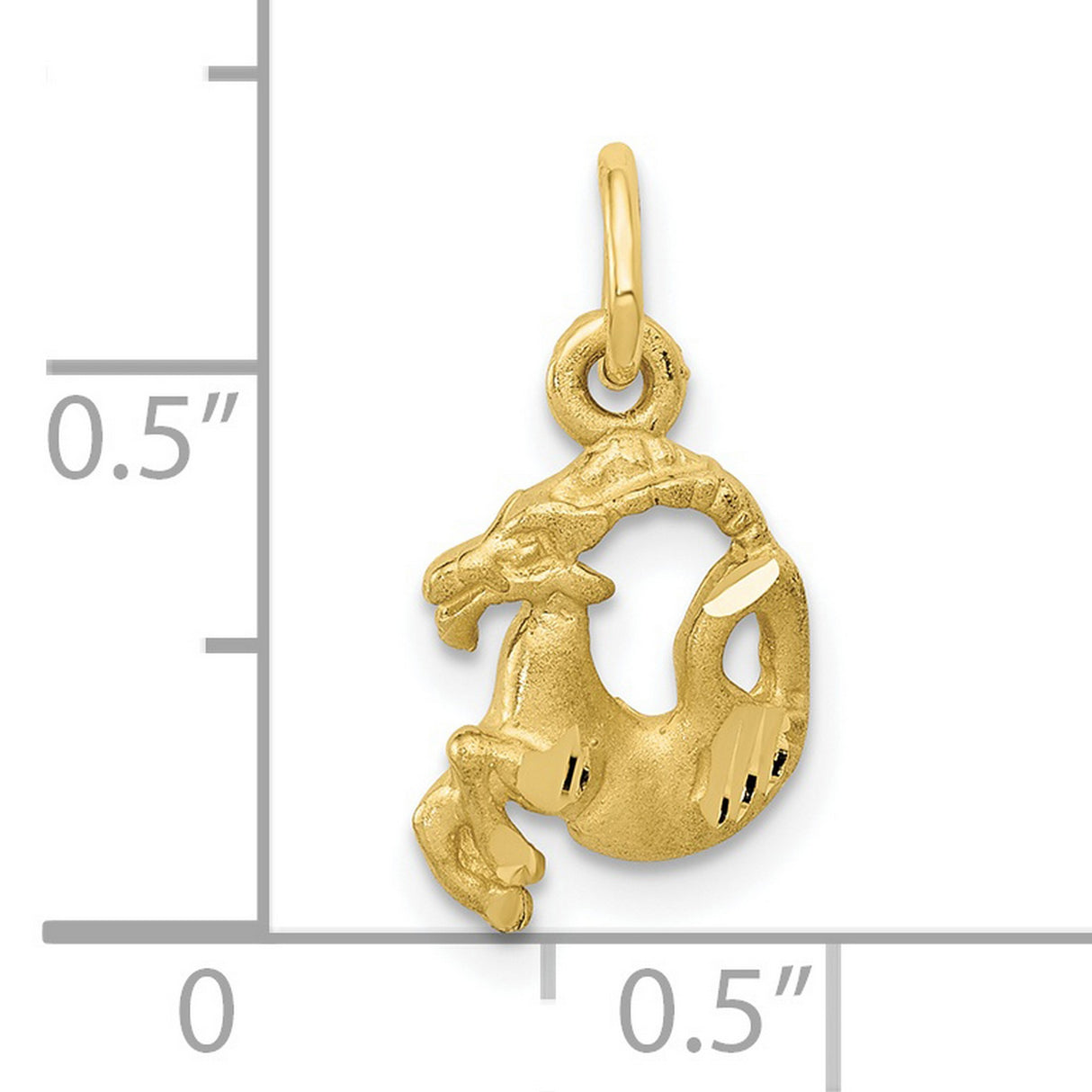 Capricorn Zodiac Charm Pendant in Real 10k Yellow Gold