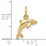 10k Yellow Gold Dolphin Pendant, Polished Nautical Charm Symbolizing Freedom and Harmony