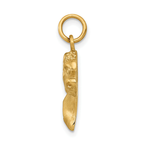 10k Yellow Gold Doberman Head Pendant, Textured Dog Charm, Unisex Pet Lover Jewelry