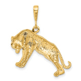 10k Yellow Gold Walking Tiger Pendant, Bold Jungle Cat Design for Men or Unisex
