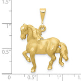 10k Yellow Gold Standing Horse Pendant, Equestrian Theme Jewelry for Women and Unisex Wear