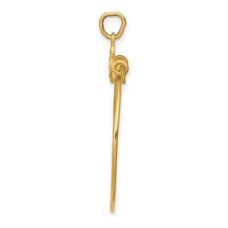 10k Yellow Gold Pendant with Interlocking Open Hearts, Polished and Brushed Finish